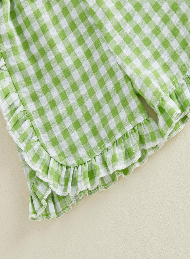 Yoawdats Toddler Baby Girl Summer Clothes Ruffle Sleeveless Shirts Tank Tops Infant Girl Cute Bloomers Shorts Set Outfits (Green ruffle, 6-12 Months) - Image 4