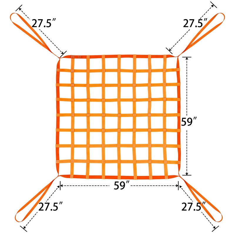 WowDIY 4.92' x 4.92' Cargo Lifting Nets -Lifting Straps for Hoist - Flat Polyester Sling Hoisting Net - Lifting Net Straps - Cargo Hanging Net - for Loading and Unloading Cargo - Max. Load Capacity: 1100lbs - Image 2