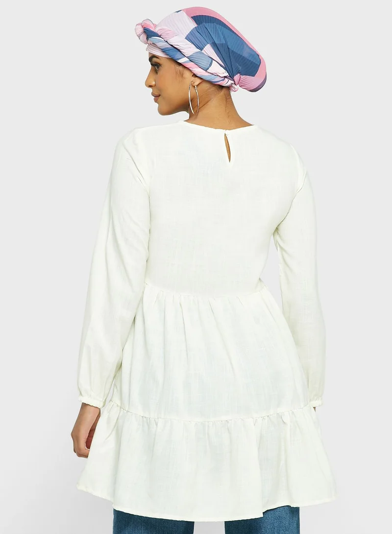 Khizana Tiered Solid Tunic