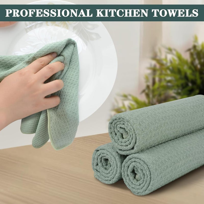VIVOTE 4Pcs Microfibre Dish Cloth High Absorbent Tea Towel Quick Dry Cleaning Cloth, Machine Washable Rags, Super Soft Microfibre Small T Towels For Kitchen Green 33x33cm 280gsm - Image 5