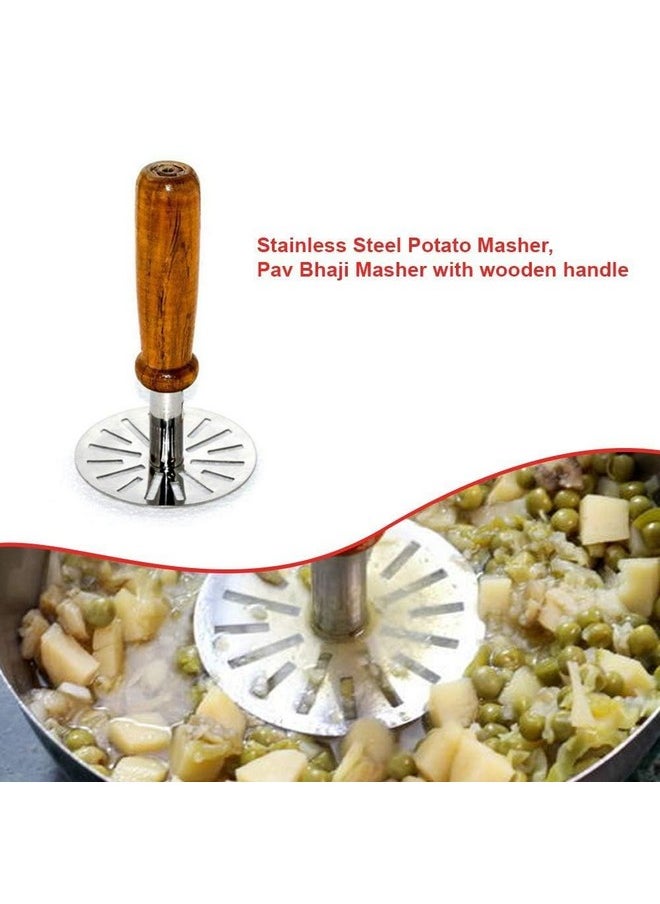 Garden Of Arts Stainless Steel Round Pav Bhaji Masher, Potato Masher with Wooden Handle, 1-Piece, Silver - pzsku/Z308A7DADA1EC9A1390FEZ/45/_/1740118732/4f263011-8ff3-422c-95b6-47ec4c247f00