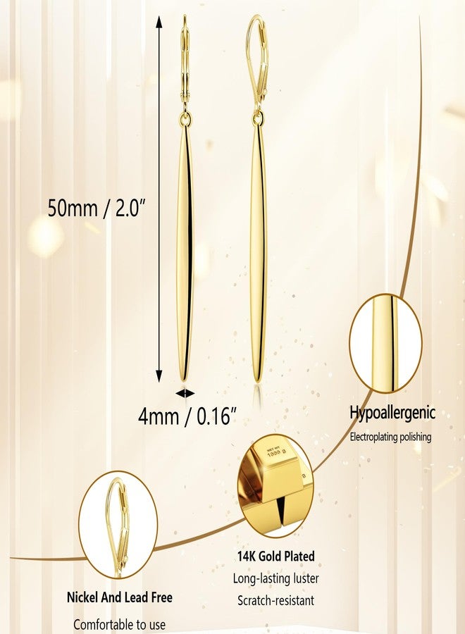 أليكس كرافت أقراط أليكس كرافت طويلة متدلية ذهبية للنساء، مضادة للحساسية، مطلية بذهب عيار 14 قيراط، بتصميم بسيط وأنيق، خفيفة الوزن، مناسبة للارتداء اليومي، هدية مثالية. - Image 4