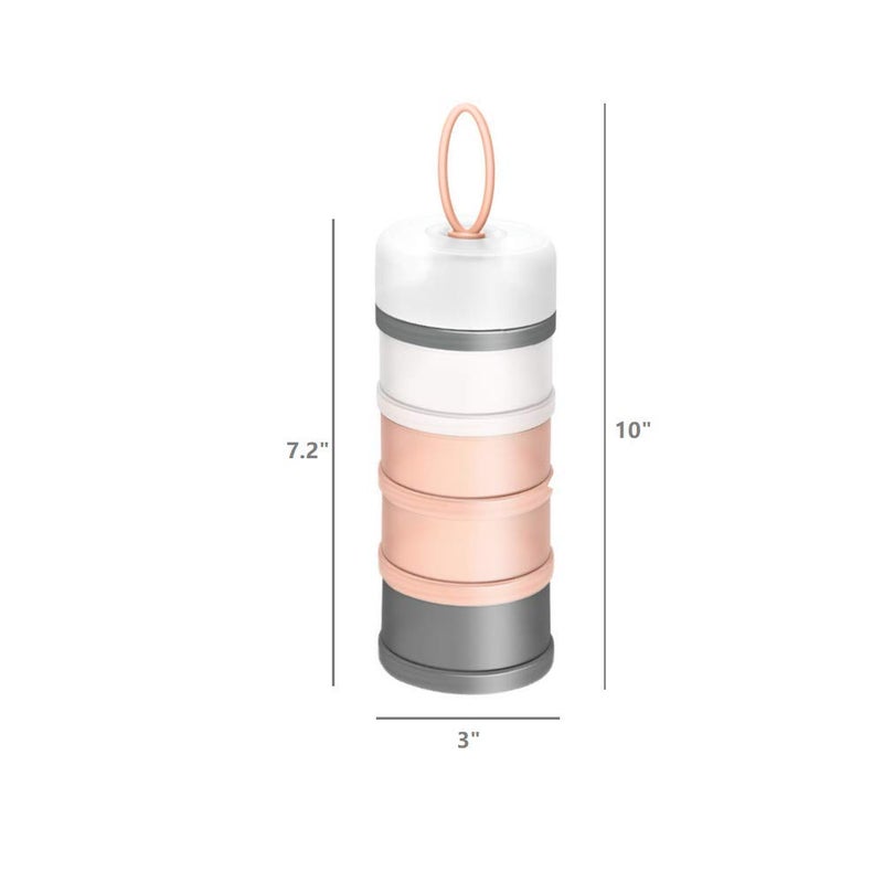 Kaptin Formula Dispenser,Non-Spill Portable Stackable Baby Milk Powder Dispenser,Snack Storage Container,BPA Free,4 Feeds (Pink) - Image 2