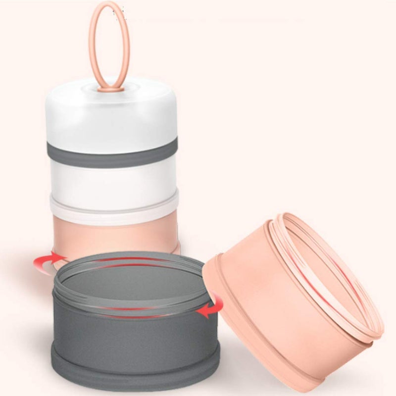 Kaptin Formula Dispenser,Non-Spill Portable Stackable Baby Milk Powder Dispenser,Snack Storage Container,BPA Free,4 Feeds (Pink) - Image 3