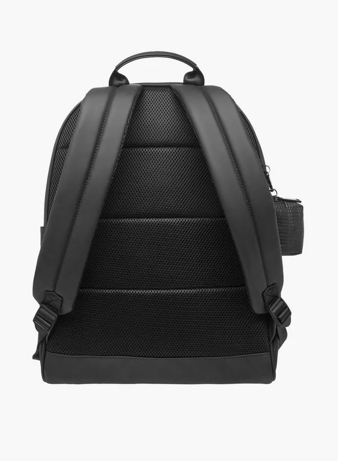 Lee Cooper BLACK Solid Backpack with Adjustable Shoulder Straps for Men | Best Price UAE