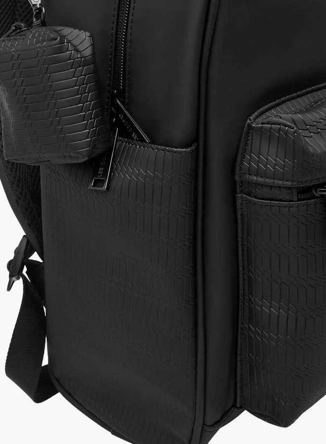 Lee Cooper BLACK Solid Backpack with Adjustable Shoulder Straps for Men | Best Price UAE