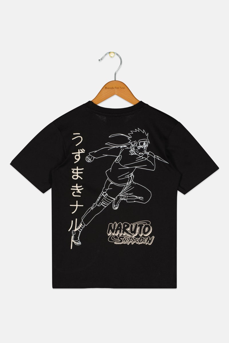 Naruto Kids Boy Crew Neck Short Sleeve Graphic Print T-Shirt, Black - Image 3