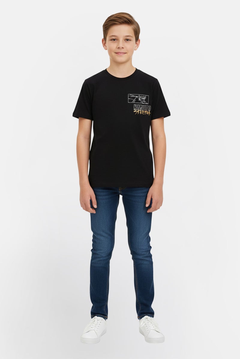 Naruto Kids Boy Crew Neck Short Sleeve Graphic Print T-Shirt, Black - Image 1