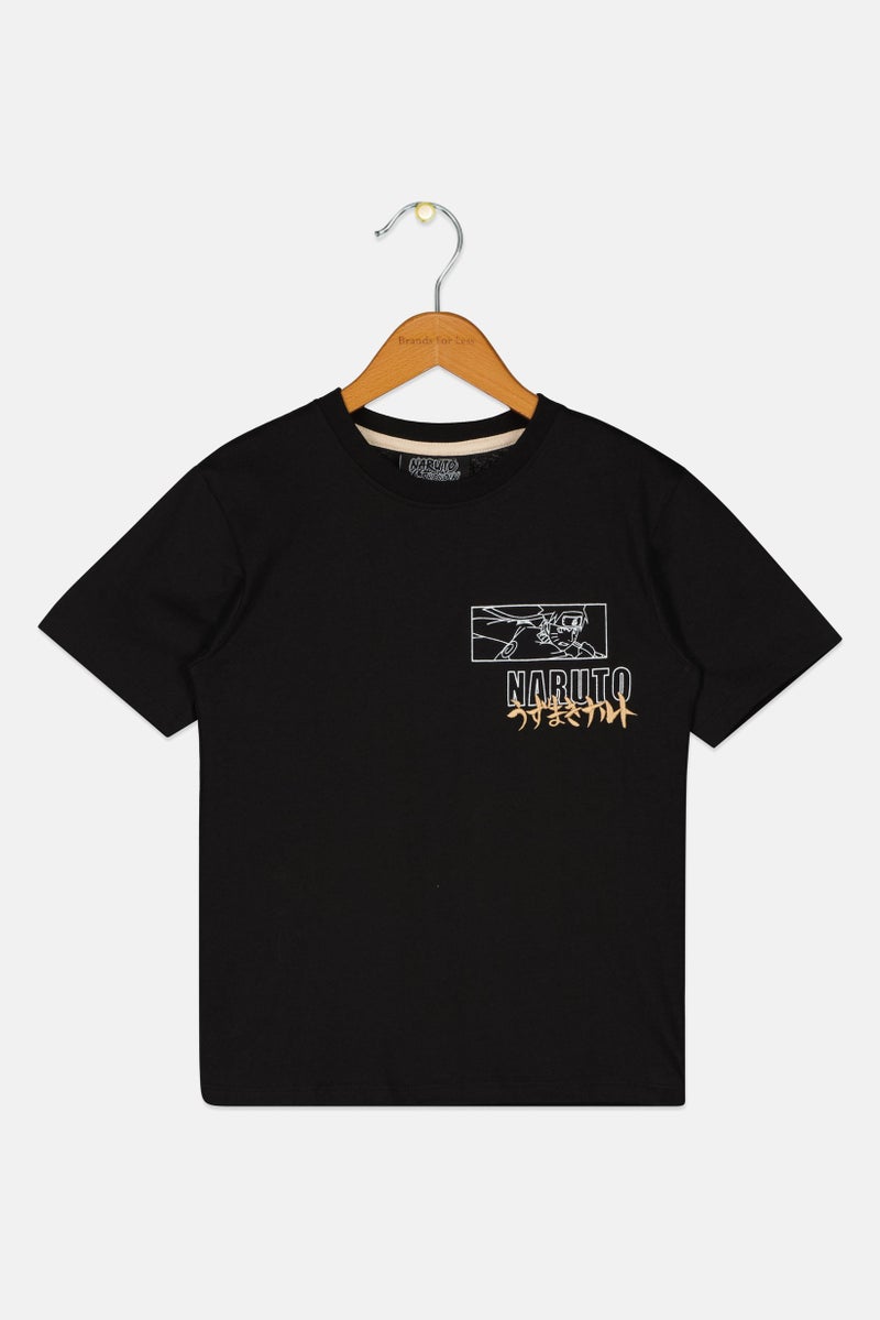 Naruto Kids Boy Crew Neck Short Sleeve Graphic Print T-Shirt, Black - Image 2