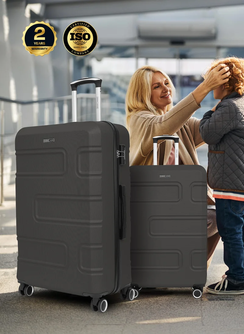 PARAJOHN Series Set of 2 Luggage | Lightweight Small 10KG & Large 30KG ABS Double Wheels Trolley Hardsided Travel Suitcase - Grey