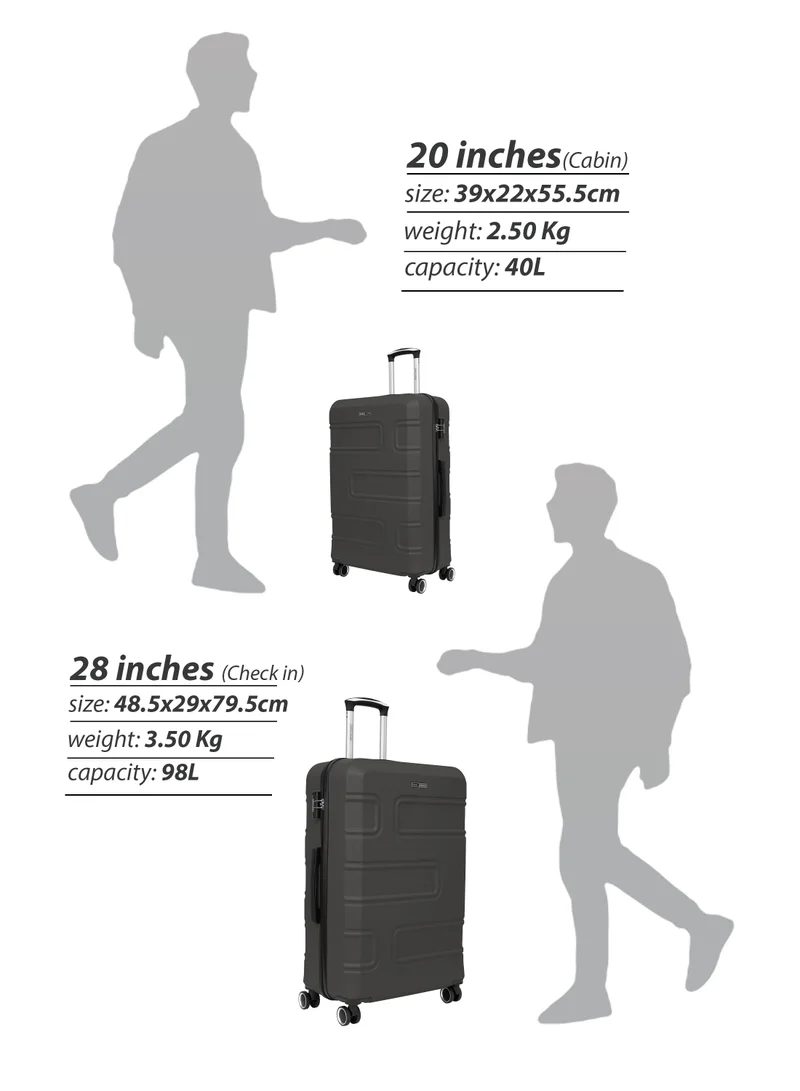 PARAJOHN Series Set of 2 Luggage | Lightweight Small 10KG & Large 30KG ABS Double Wheels Trolley Hardsided Travel Suitcase - Grey
