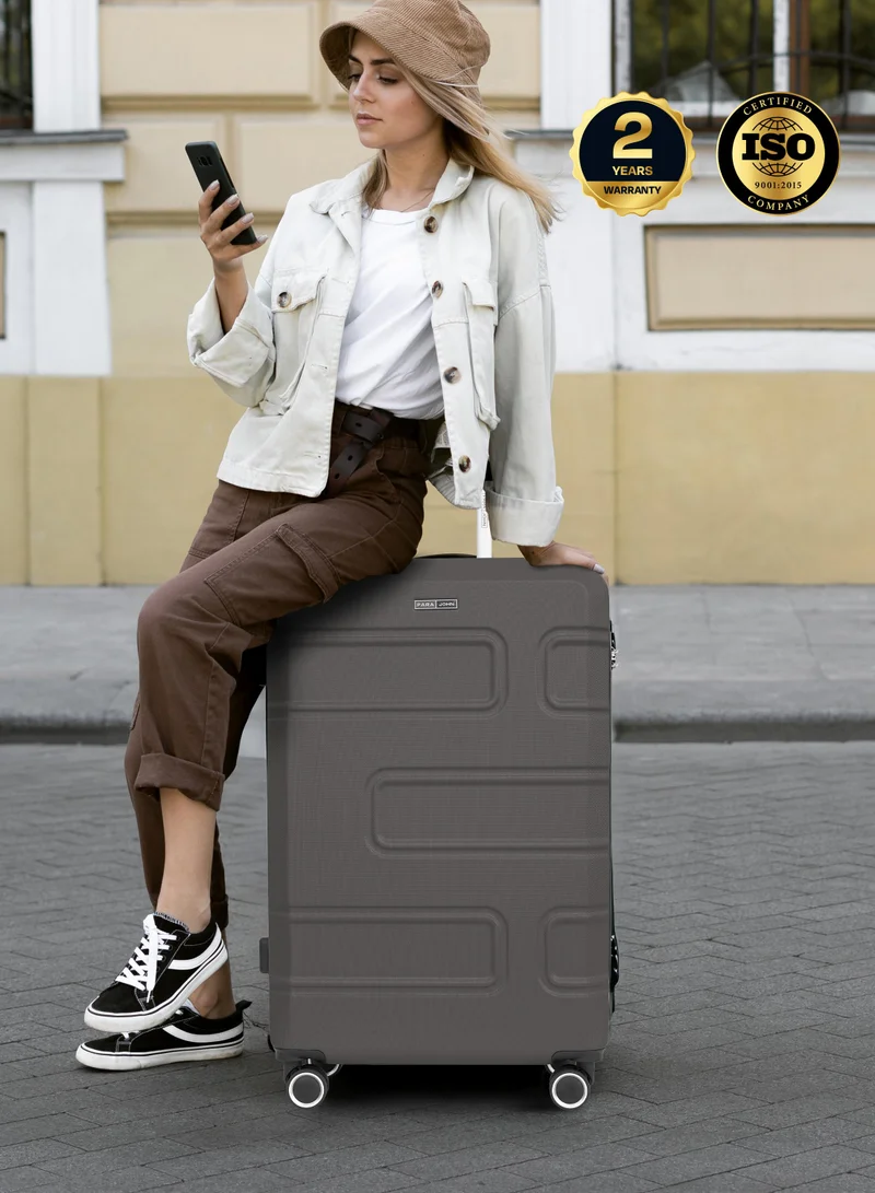 PARAJOHN Series Set of 2 Luggage | Lightweight Small 10KG & Large 30KG ABS Double Wheels Trolley Hardsided Travel Suitcase - Grey