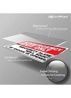 إزيفيكس ملصقات مخارج الطوارئ فقط من iSYFIX - عبوتان مقاس 10 × 7 بوصات - فينيل ذاتي اللصق ممتاز، مقاوم للأشعة فوق البنفسجية والطقس والخدش والماء والبهتان، سيصدر إنذار أمان عند فتح الباب  - Image 3