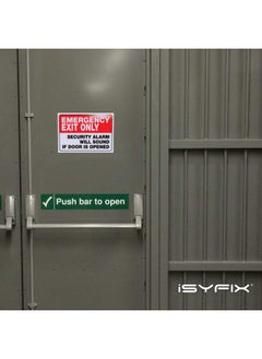 إزيفيكس ملصقات مخارج الطوارئ فقط من iSYFIX - عبوتان مقاس 10 × 7 بوصات - فينيل ذاتي اللصق ممتاز، مقاوم للأشعة فوق البنفسجية والطقس والخدش والماء والبهتان، سيصدر إنذار أمان عند فتح الباب  - Image 5