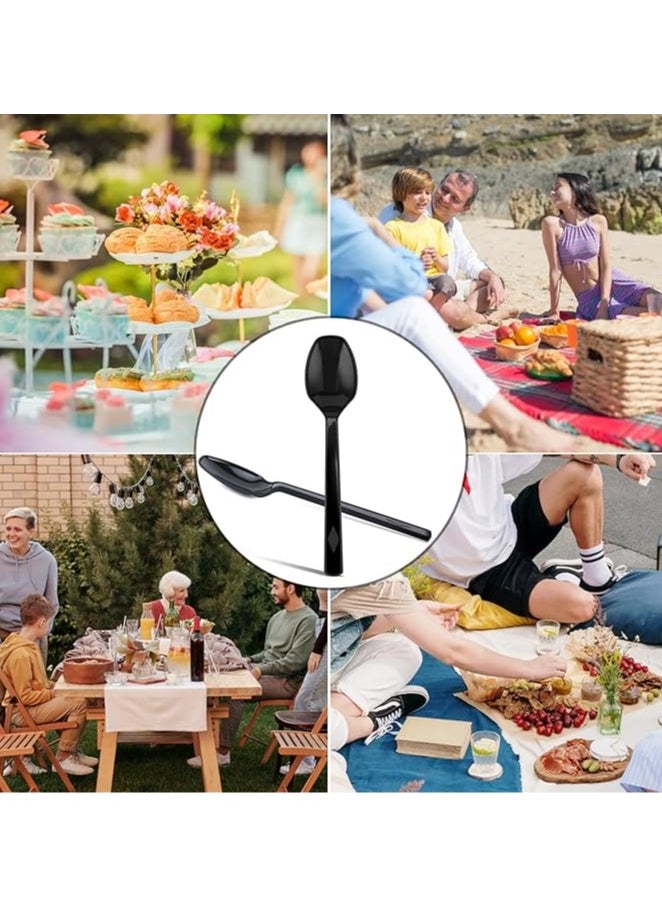 JoyousSto 50-Piece Disposable Spoon Set Black Soup Spoons Chocolate Coffee Flavor Ice Cream, Dessert Spoons for Party  - Image 5