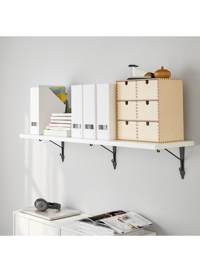 زبون رف حائط، خشب الحور المصبوغ باللون الأبيض، 120×30 سم - Image 2