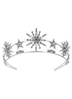 minkissy Minkissy Rhinestone Star Crown Star Bridal Wedding Crown Star Rhinestone Tiara Crowns Wedding Crystal Bridal Headband Silver  - Image 1