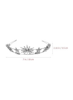 minkissy Minkissy Rhinestone Star Crown Star Bridal Wedding Crown Star Rhinestone Tiara Crowns Wedding Crystal Bridal Headband Silver  - Image 2