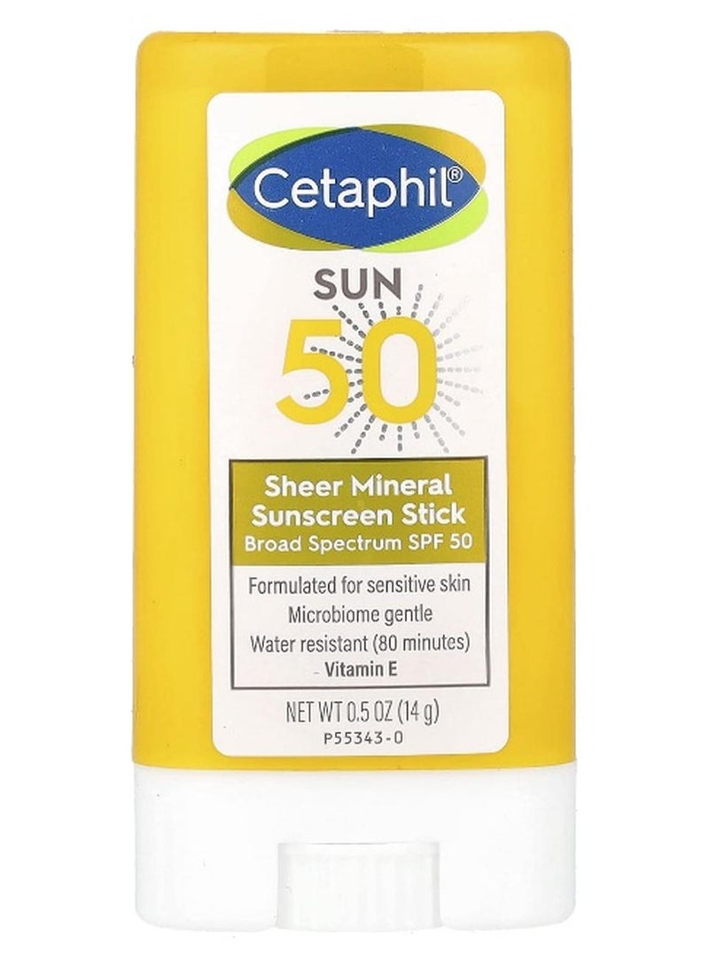 Cetaphil سيتافيل، عصا واقي شمس معدني شفاف، SPF 50، 0.5 أونصة (14 جرام)  - Image 1