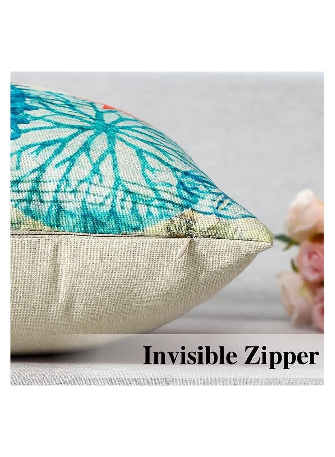4Pcs Blue Marine Life Pattern Waterproof Cushion Covers for Outdoor Patio Garden Living Room Sofa Farmhouse Decor 18x18in - Image 5