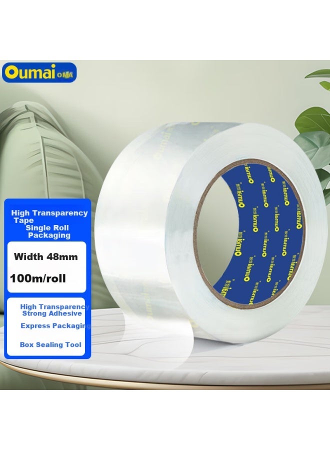 Oumai High Transparency Packing Tape, 48mm x 100m, Strong Adhesion, Clear Sealing Tape for Home and Office  Use - Image 1