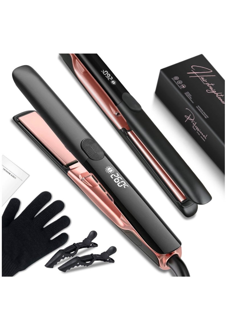 Hair Straightener and Curler 2 in 1 Professional Ceramic Ionic Dual Voltage Flat Iron with Negative Ions for Less Frizz, Shinier and Smoother Hair - Image 1