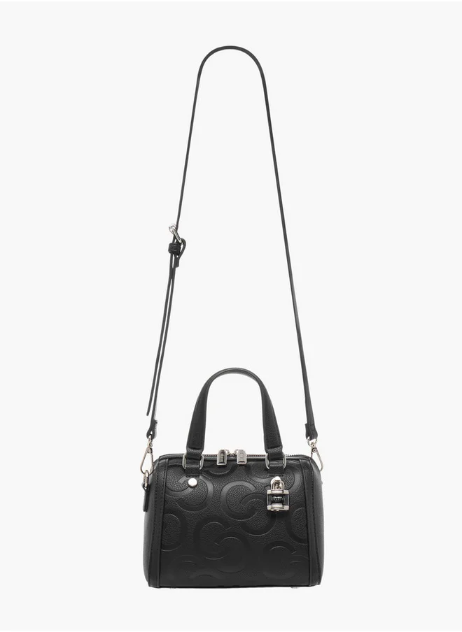سيليست Monogram Embossed Tote Bag with Double Handles and Detachable Strap