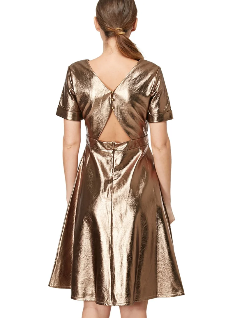 Little Mistress Gold Skater Dress