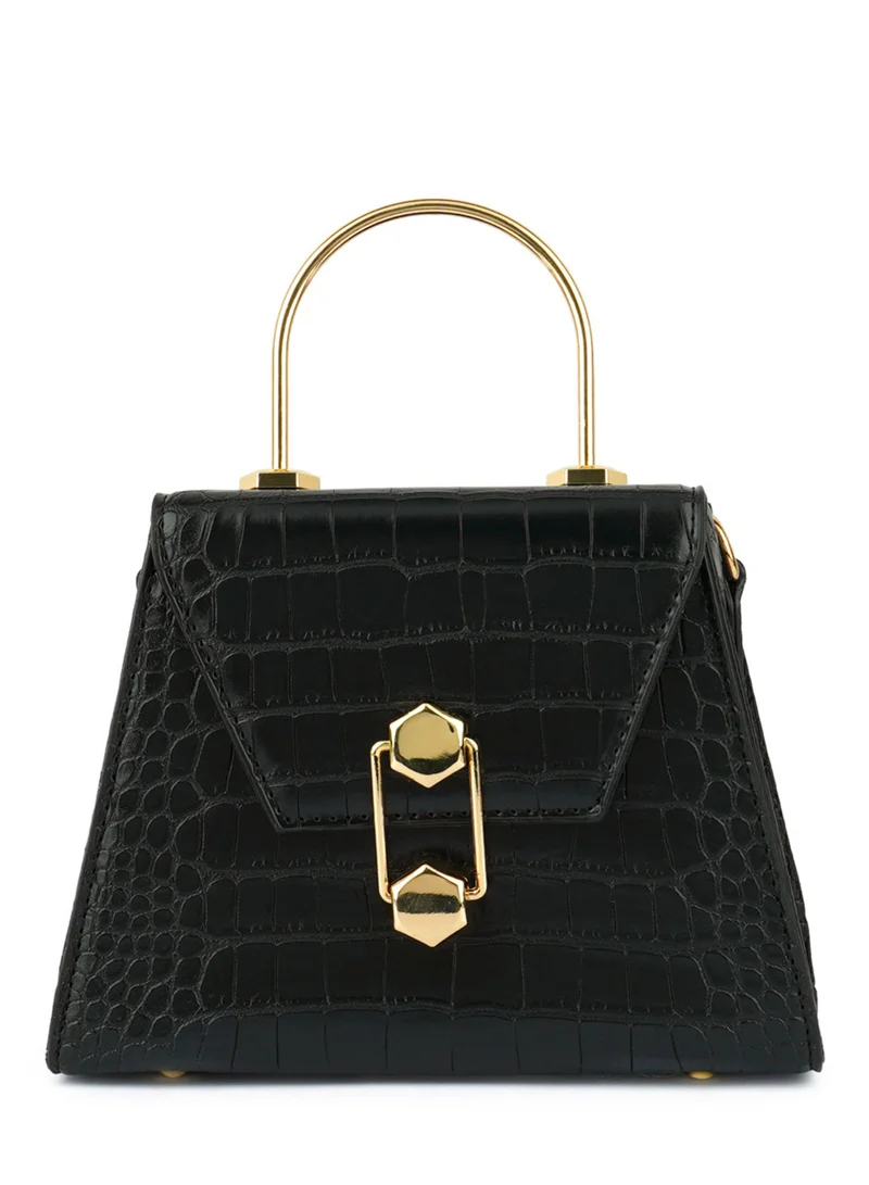 London Rag Black Croc faux Leather Sling Bag