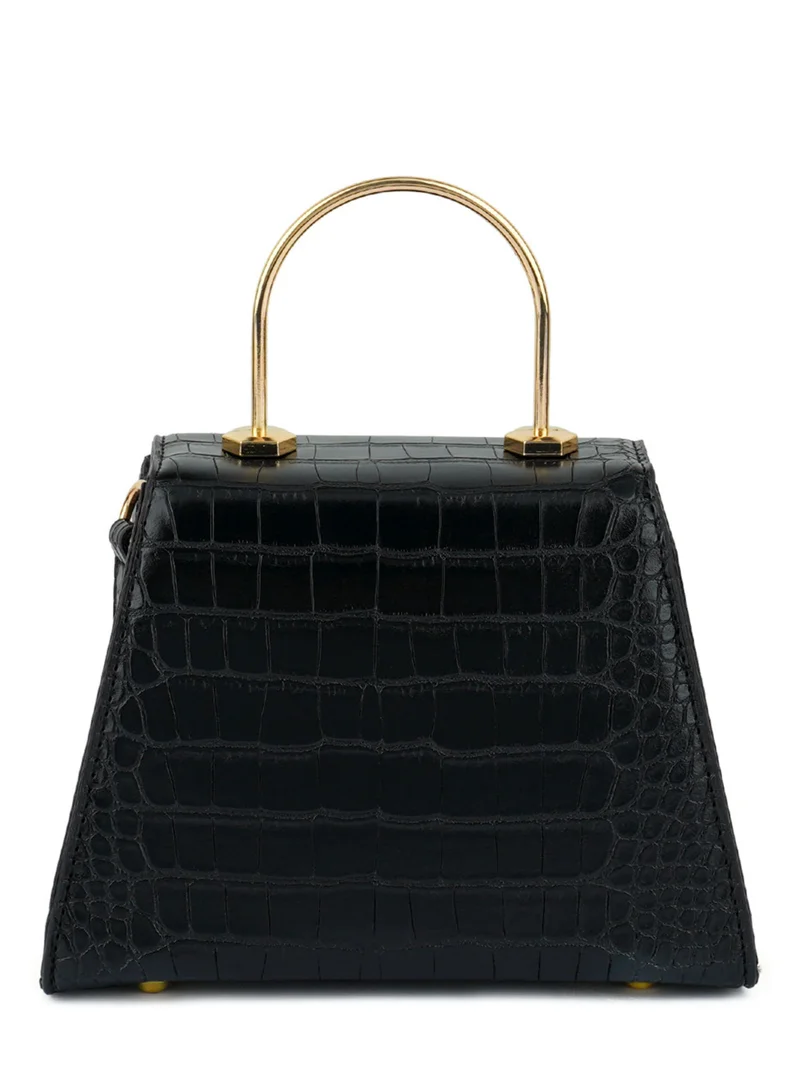 London Rag Black Croc faux Leather Sling Bag
