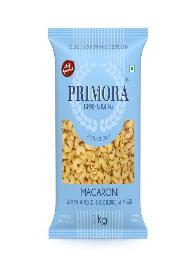 Gustora Primora Macaroni Pasta 1Kg I Made of Durum Wheat Semolina I No Maida I Vegetarian I Rich in Protein & Fibre I Zero Cholesterol I Cooking Time 10 Min (1KG) - Image 1