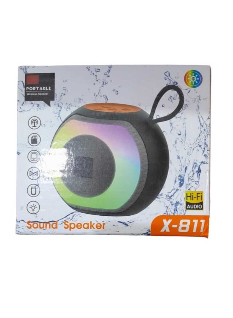 X-811 Bluetooth Speaker with LED Light USB and Micro Card Slot Black - Image 2