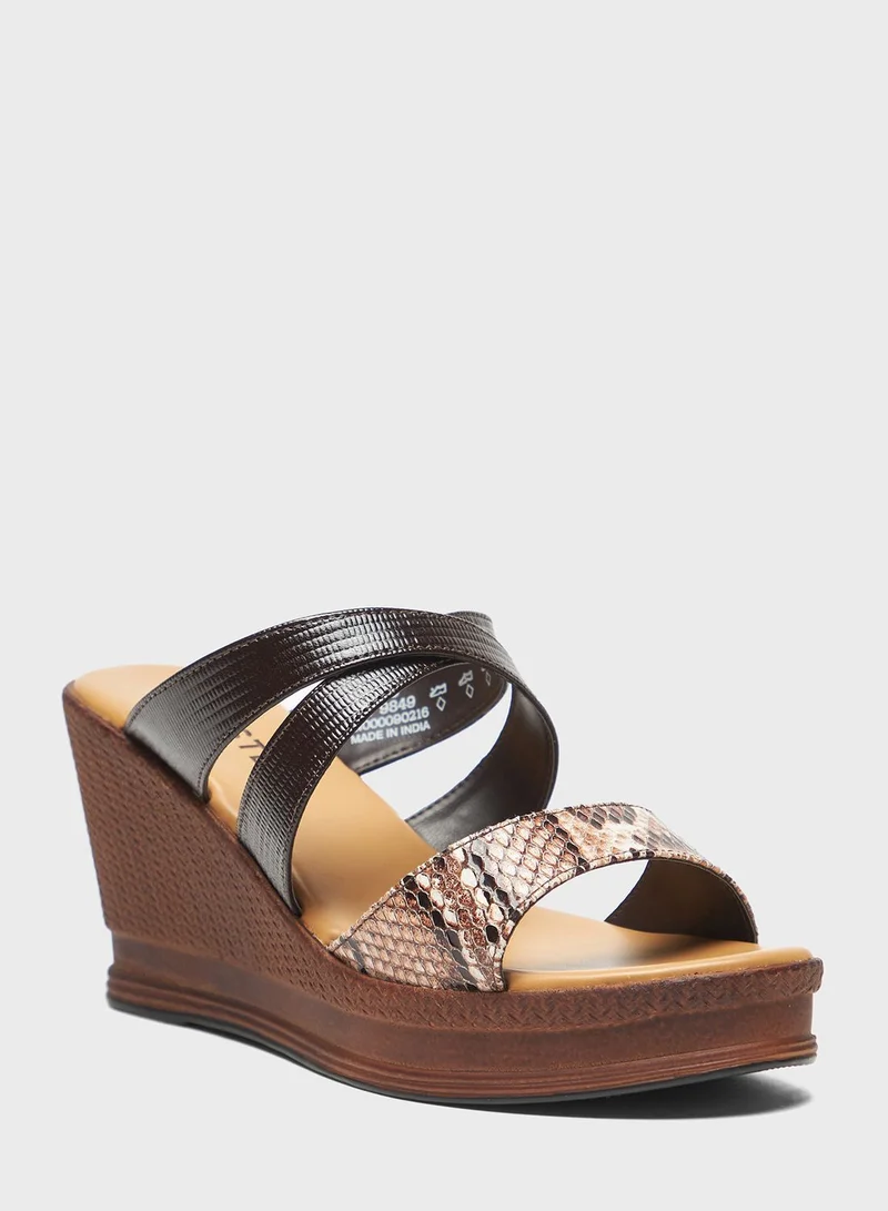 Celeste Multi Strap High Heel Wedge Sandals
