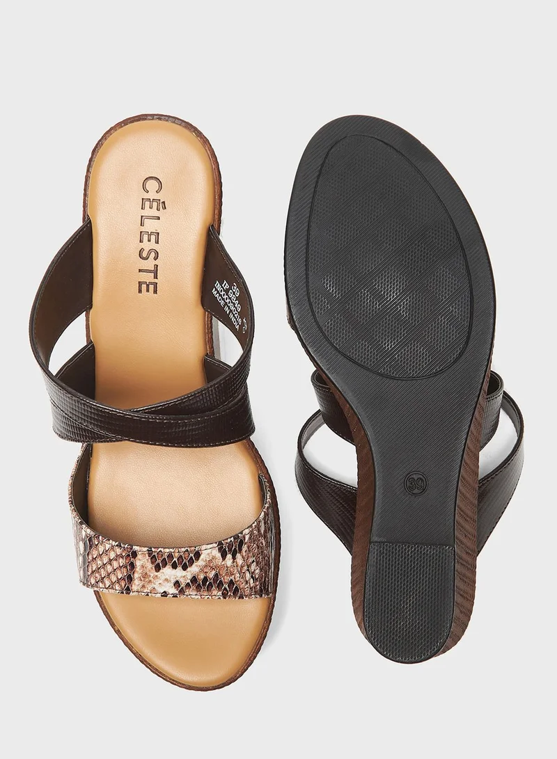 Celeste Multi Strap High Heel Wedge Sandals