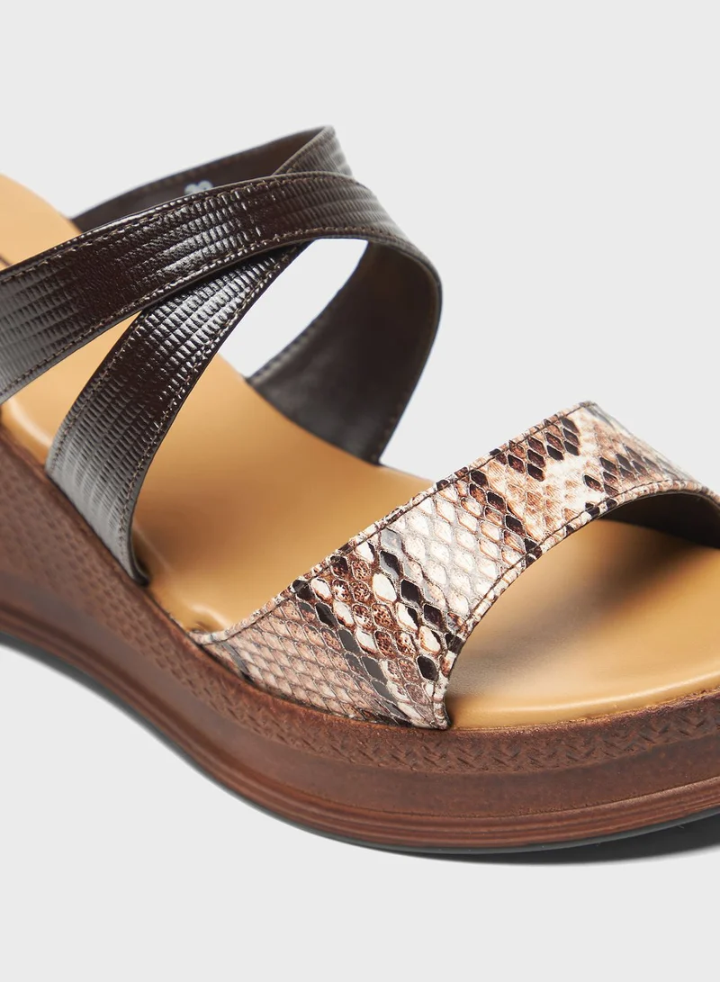 Celeste Multi Strap High Heel Wedge Sandals