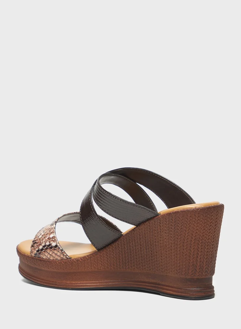 Celeste Multi Strap High Heel Wedge Sandals
