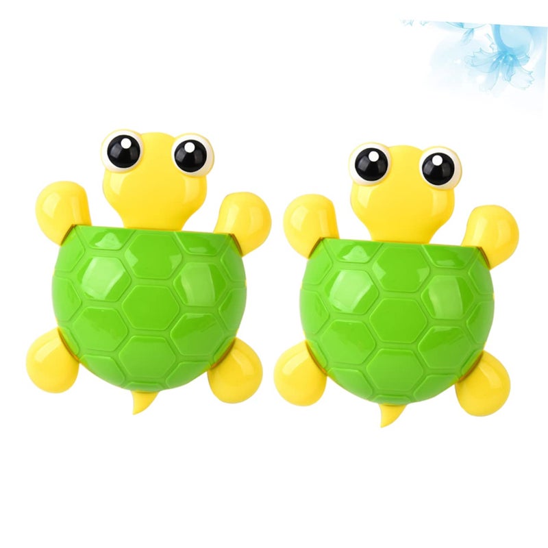 Green Turtle Suction Cup Toothbrush Holder Rack 2 Pack Bathroom Organizer Storage - Image 4