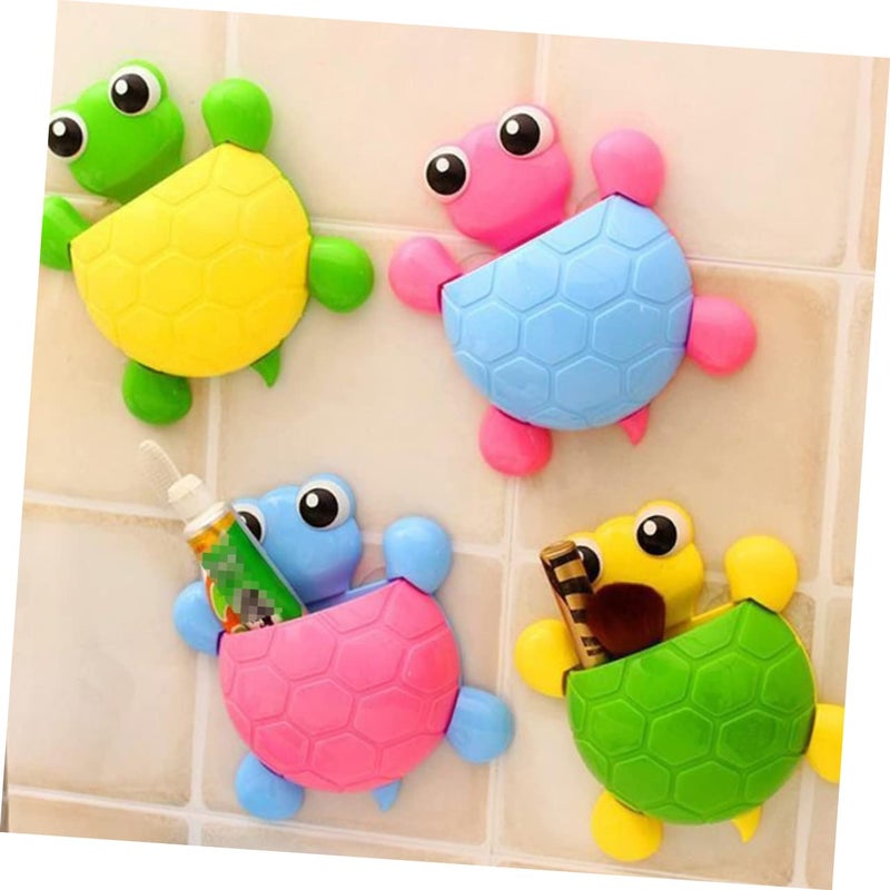 Green Turtle Suction Cup Toothbrush Holder Rack 2 Pack Bathroom Organizer Storage - Image 5