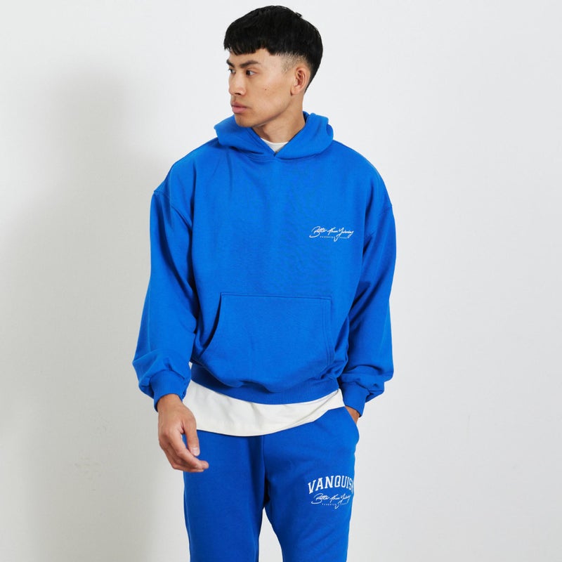 Generic Autumn and Winter Muscle Fitness Sweater Mens Loose Training Running Hoodie Outer Wear All-match Pullover Top New Fashion Blue