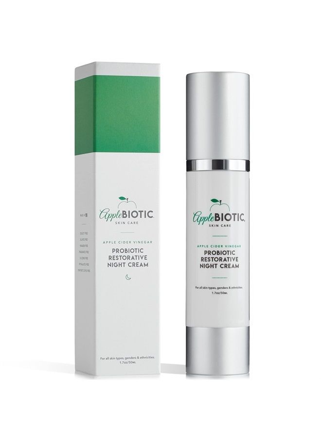 AppleBiotic Apple Cider Vinegar Restorative Night Cream - Overnight Firming, Smoothing Cream with African Green Coffee, Green Tea, Chamomile & Probiotic Extracts for Dry, Oily, Sensitive Skin, Men & Women - Image 1