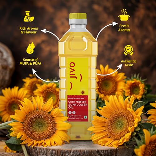 Jivo Cold Pressed Chemical Free Sunflower Oil 1 Litre | Ideal for Roasting, Frying, Baking All Types of Cuisines | Healthy Cooking Oil for Daily Use | Pack of 2 Litres - Image 4