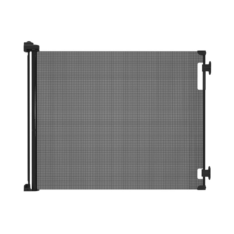Hakuna Pets IndoorOutdoor Paw Proof Retractable Dog Gate 366 Tall Extends to 71 Wide Black