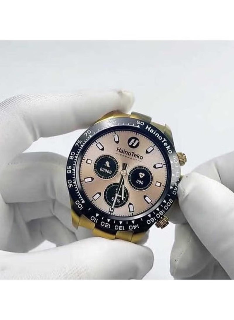 HainoTeko RW-26 Gold Smart Watch for Men & Women, Elegant Design with AMOLED Display, Waterproof, Fitness Tracker, Heart Rate Monitoring, AI Voice Assistance, Perfect for Daily Wear - Image 5