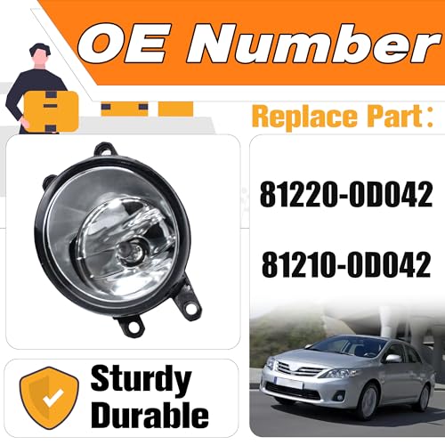 LEVANLIGHT Fog Lights Assembly Driving Fog Lights Lamps For Toyota Corolla 2009-2010 |Clear Lens Front Driving Lamps | OEM Version | 81220-0D042、81210-0D042 - Image 2