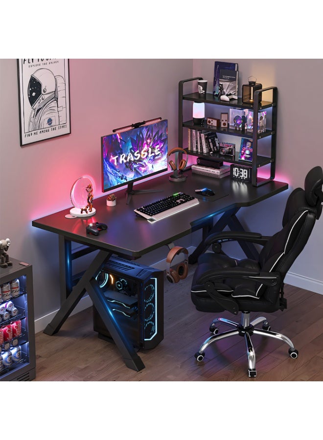 تراسل مكتب ألعاب كبير مريح، مكتب كمبيوتر، طاولة ألعاب على شكل حرف K، مكتب ألعاب كمبيوتر، مكاتب مكتبية منزلية، موفرة للمساحة - Image 5