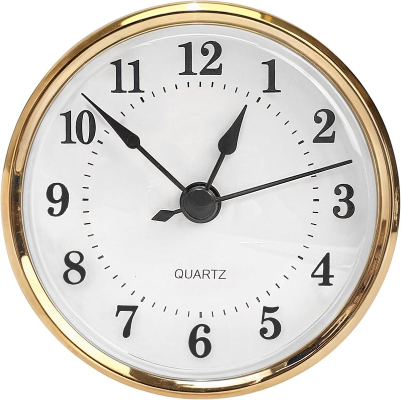Marsrut إدخالات ساعة 3-1/8 بوصة (80 مم)، تناسب ثقب بقطر 3 بوصات (76 مم)، استبدال حركة ساعة الكوارتز، أرقام عربية عتيقة، ساعة هيكلية بإطار ذهبي لتزيين الجدران في غرفة النوم وغرفة المعيشة والديكور المنزلي - Image 1