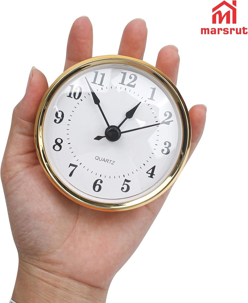 Marsrut إدخالات ساعة 3-1/8 بوصة (80 مم)، تناسب ثقب بقطر 3 بوصات (76 مم)، استبدال حركة ساعة الكوارتز، أرقام عربية عتيقة، ساعة هيكلية بإطار ذهبي لتزيين الجدران في غرفة النوم وغرفة المعيشة والديكور المنزلي - Image 3
