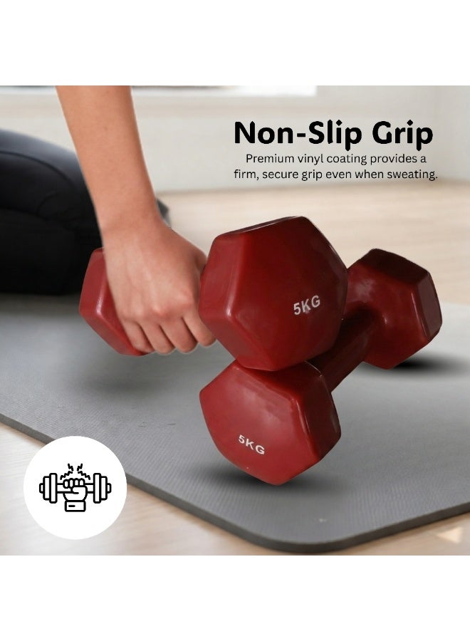 ENDLESS  Vinyl Coated Fixed Dumbbell for Gym Exercises | Pair of 5 Kg ( 2 * 11 LB ) | Material : Iron with Vinyl Coat | Weights for Women and Men - Image 2