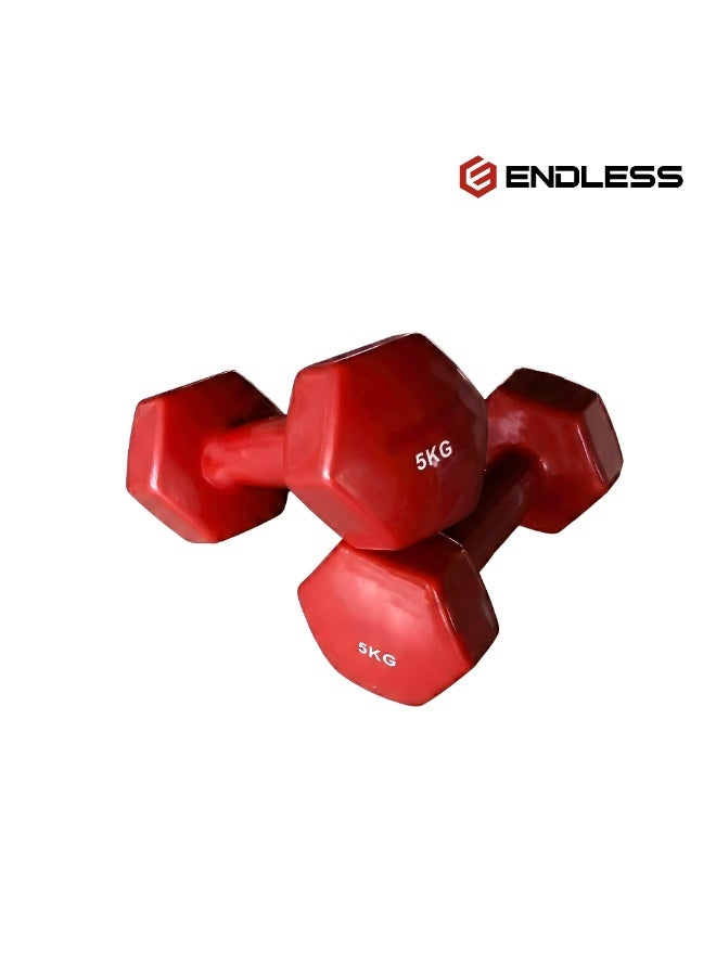 ENDLESS  Vinyl Coated Fixed Dumbbell for Gym Exercises | Pair of 5 Kg ( 2 * 11 LB ) | Material : Iron with Vinyl Coat | Weights for Women and Men - Image 1