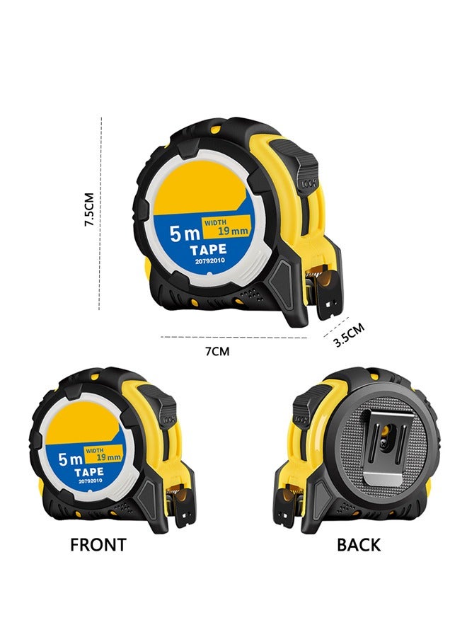 GUSGU 5M/16Ft Measuring Tape Retractable Lockable Measuring Tape With Belt Clip, Inch Scale/Metric Scale, with Shock Absorbent Rubber Case, for Homeowners Electricians Carpenter Surveyors Engineers  - Image 2